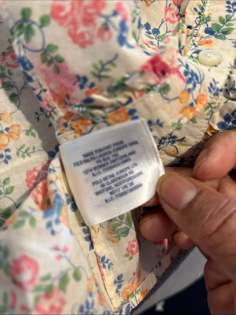 Ralph Lauren Girls' Floral Button-Up Blouse - Cream with Pink, Yellow & Green